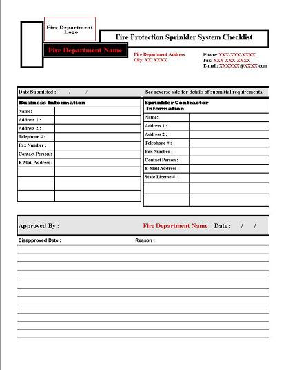 * fire extinguisher located in designated place * no obstruction to access or visibility of fire extinguisher * pressure gauge reading in the operable range or position. Fire Sprinkler Inspection Checklist Sweet Puff Glass Pipe