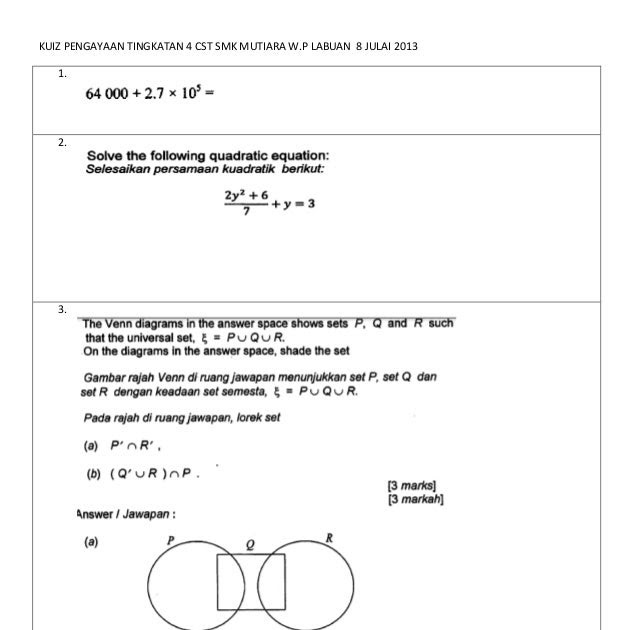 Soalan Matematik Julai - Surat Kak