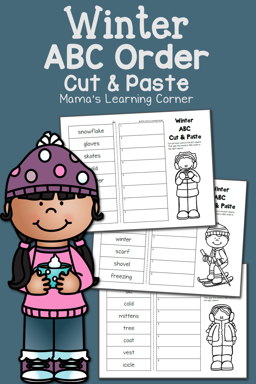 Winter Cut And Paste Abc Order Mamas Learning Corner