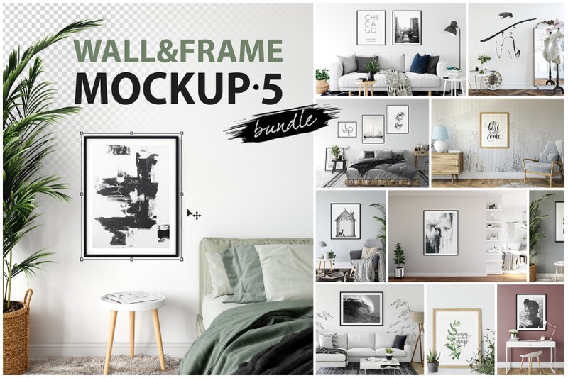 Download Free Frames & Walls Mockup Bundle - 5 (PSD Mockups ...