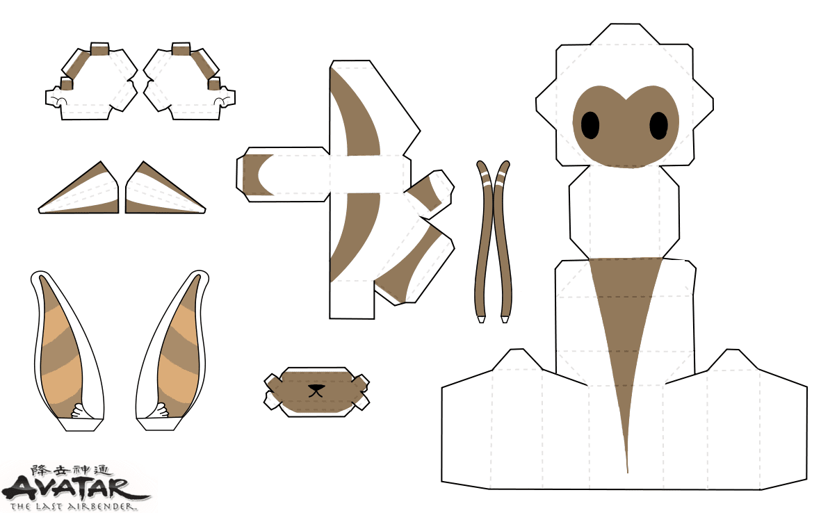 Avatar the last airbender free printables, downloads and coloring pages. Momo Chibi Doll Free Printable Papercraft Templates