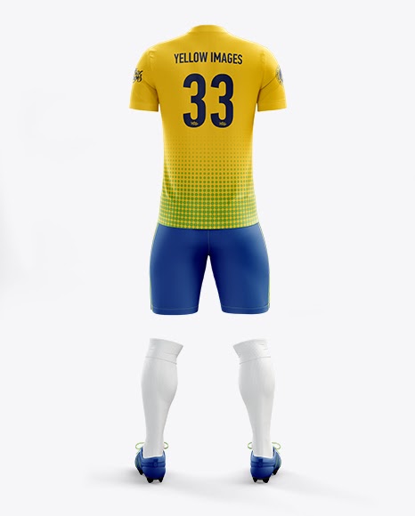 Download Free Men's Full Soccer Kit with V-Neck Shirt Mockup (Back View) (PSD) - Download Free Men's Full ...