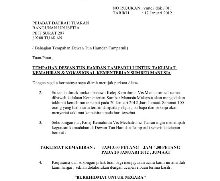 Contoh Surat Rasmi - Desa Toh