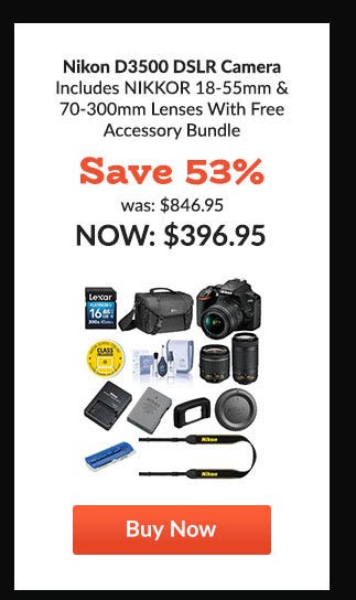 Nikon D3500 DSLR Camera Includes NIKKOR 18-55mm & 70-300mm Lenses With Free Accessory Bundle