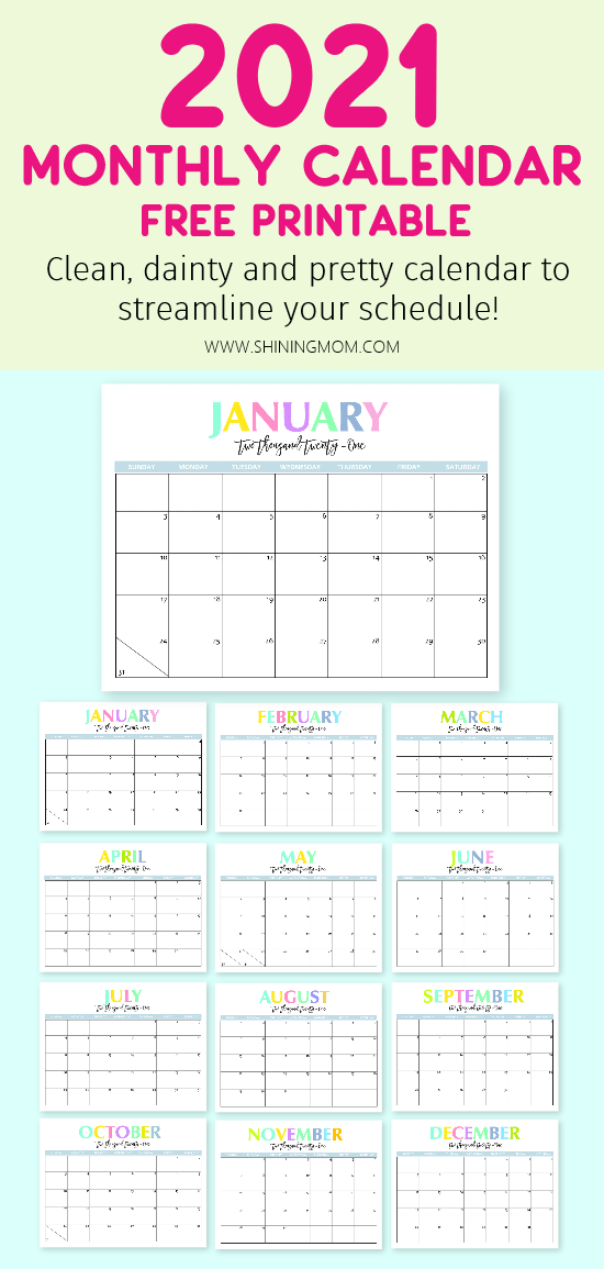 Just click print right from your browser. Free Printable 2021 Calendar So Beautiful Colorful