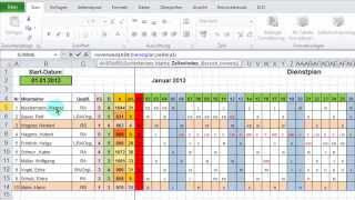 Gratis wochenplan vorlagen zum ausdrucken. Excel Monatsubersicht Aus Jahres Dienstplan Ausgeben Per Wverweis Youtube