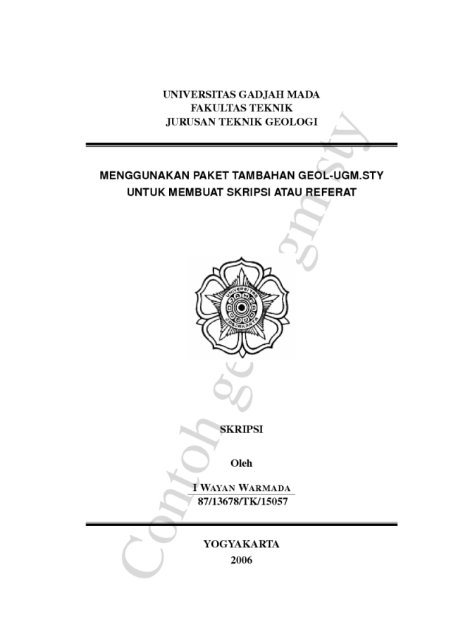 Contoh Cover Skripsi Ugm - Hontoh
