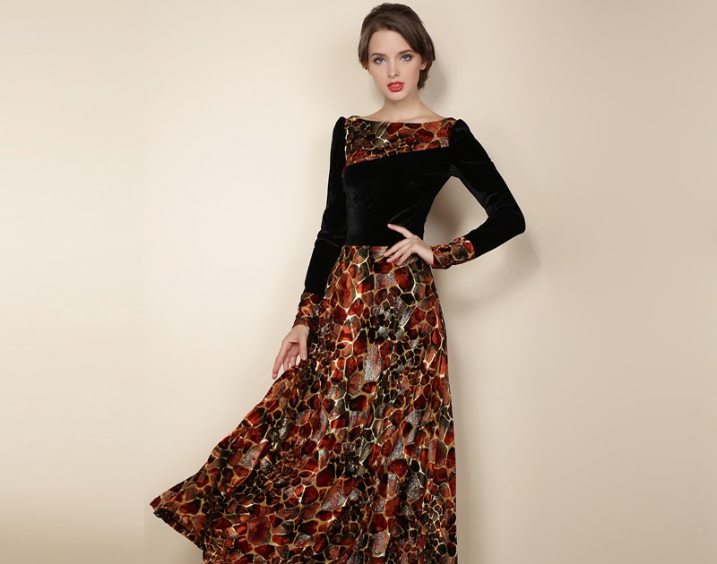  Desain  Long  Dress  Batik  Gambar C