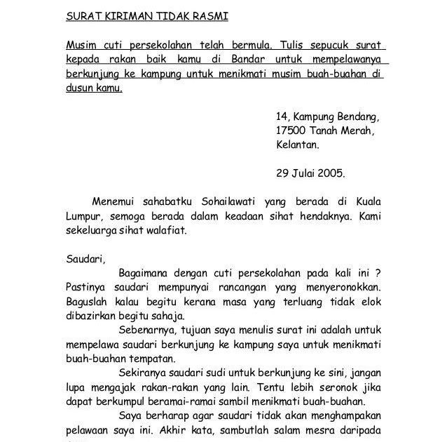 Contoh Surat Kiriman Rasmi Tentang Lawatan - Surat Box