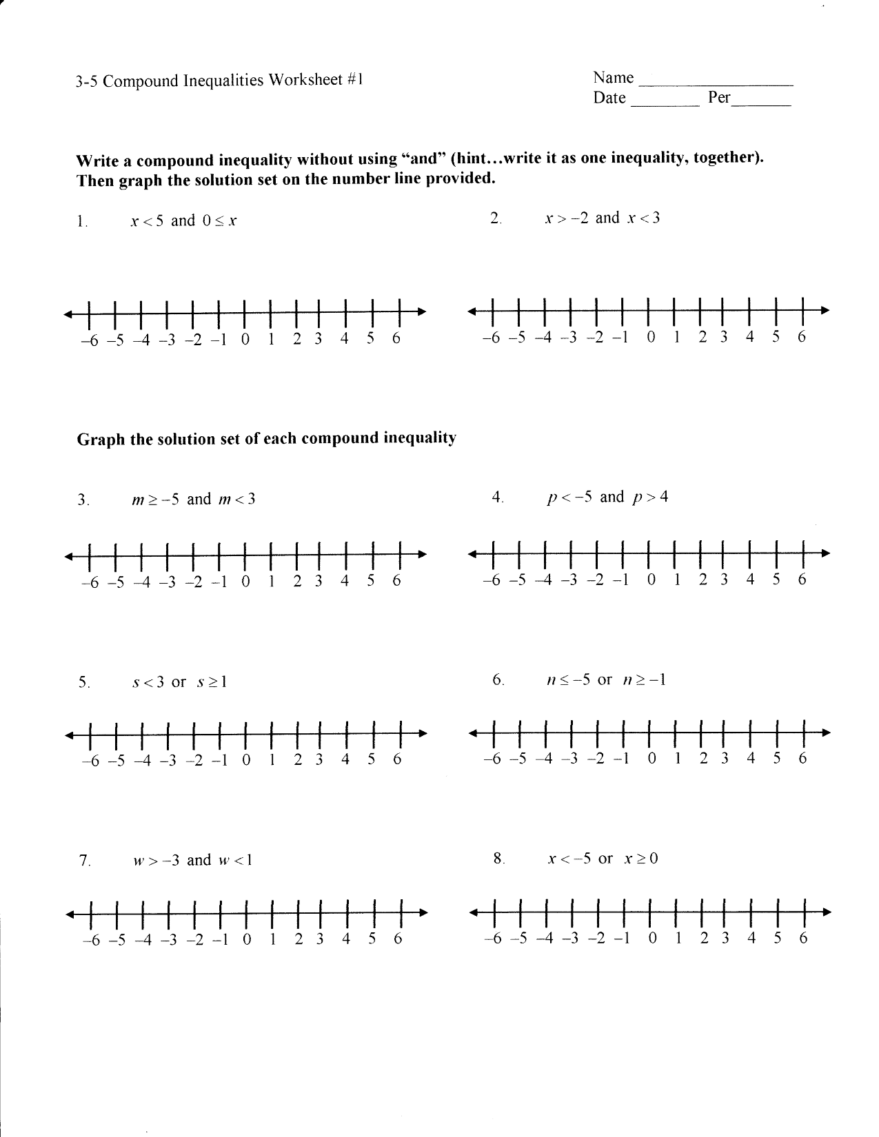 28 Algebra 1 Compound Inequalities Worksheet Answers ...