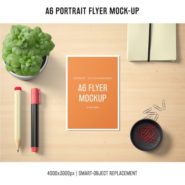 Download A6 portrait flyer mock-up PSD Template - Free Download A6 portrait flyer mock-up PSD Template ...