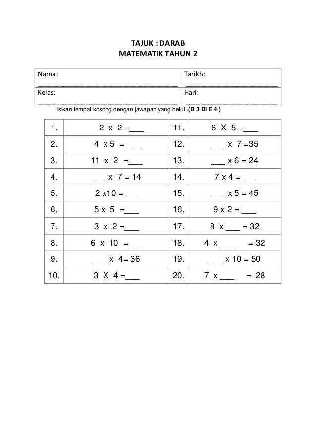 Soalan Matematik Tahun 1 Tambah - Persoalan p