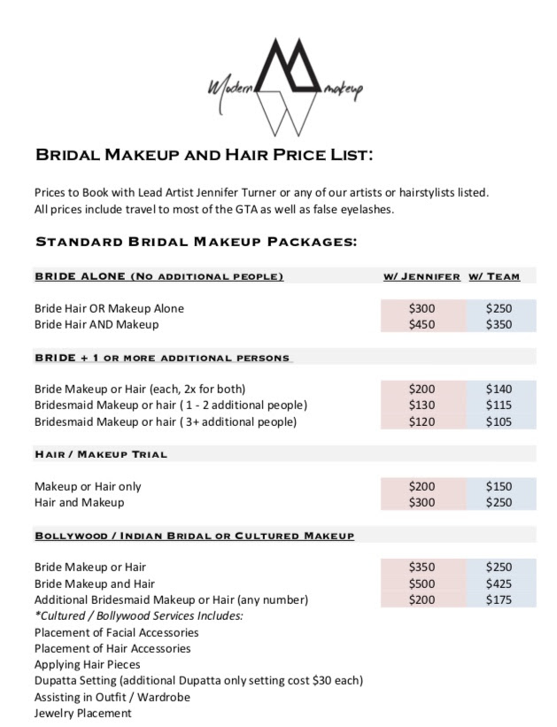 Famous Inspiration 41+ Wedding Hair And Makeup Price List