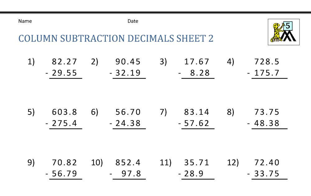 decimal review worksheet 5th grade beginner worksheet