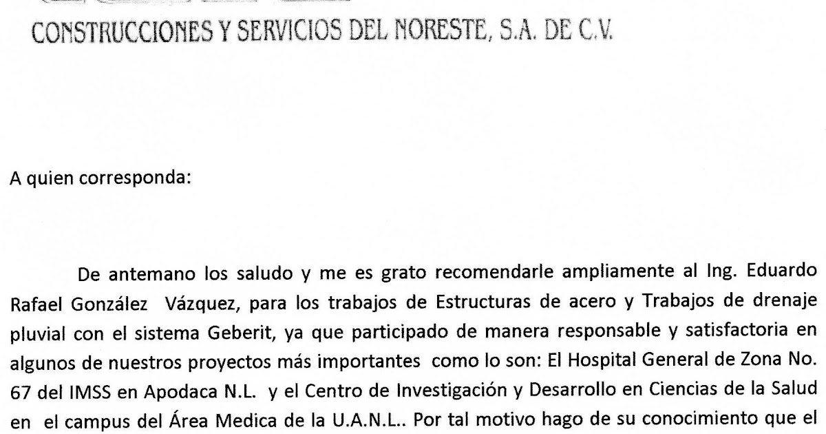 Carta De Recomendacion De Experiencia Laboral - Sample Site m