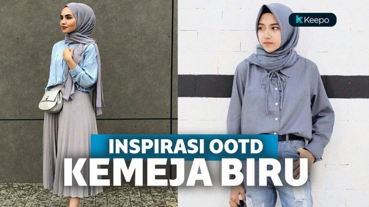  Kemeja  Wanita  Warna Biru Muda  Kumpulan Model Kemeja 