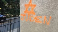 Anti-Semitic graffiti on a building near the University of Virginia campus in Charlottesville. (Courtesy of Michaela Brown)