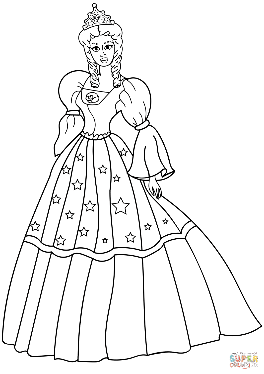 Разукрашка Платье Принцессы
