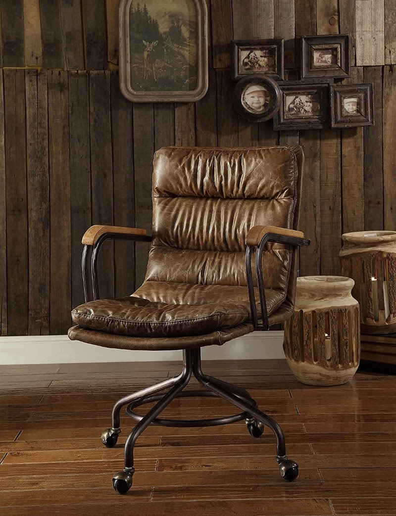 Executive, leather, mesh , adjustable office chairs and more. Rustic Top Grain Leather Office Chair Interior Design Ideas
