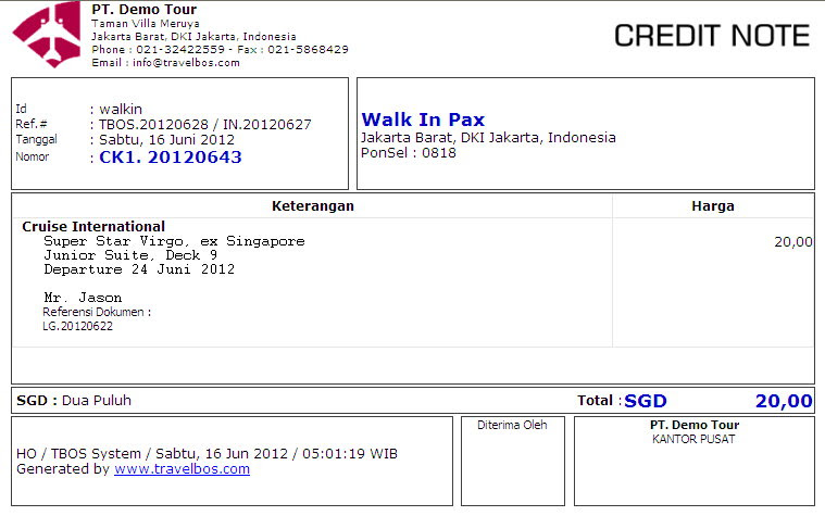 Contoh Invoice Travel - Contoh Three