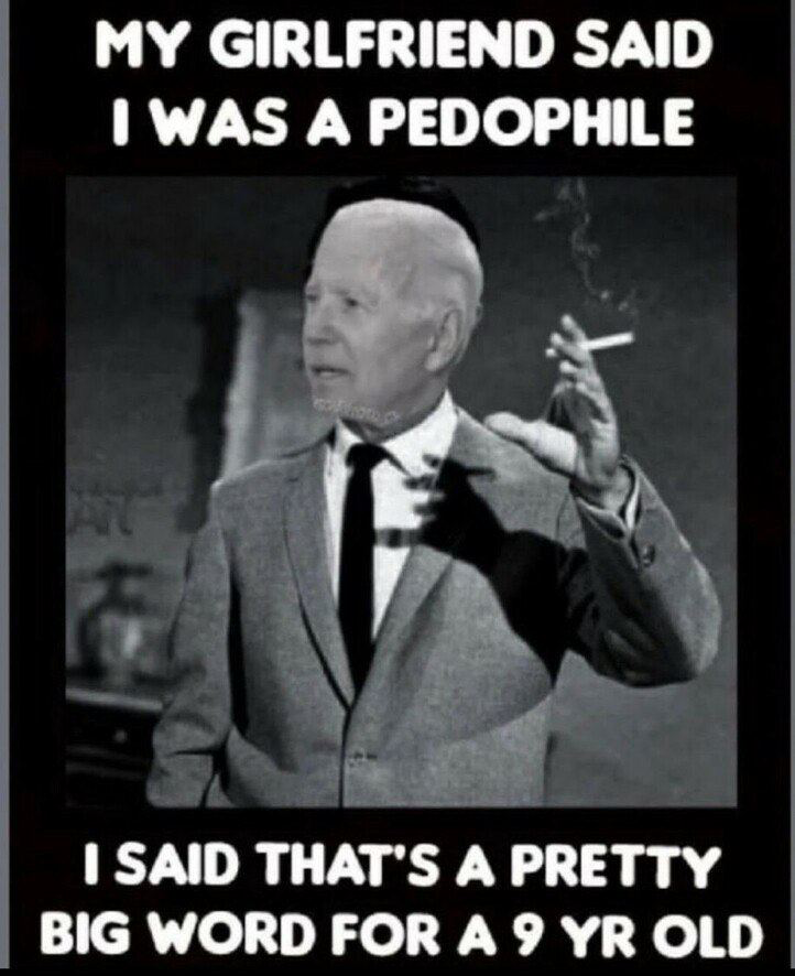 Meme of Biden doing stand up comedy denying pedophilia as a gag.