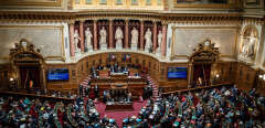 FRANCE, Paris, 2023-10-18. Photography by Xose Bouzas / Hans Lucas. Public session of actuality questions to the government in the Senate hemicycle. Illustration, panoramic view of the hemicycle during the session.
FRANCE, Paris, 2023-10-18. Photographie par Xose Bouzas / Hans Lucas. Seance publique de questions d actualite au gouvernement dans l hemicycle du Senat. Illustration, vue panoramique de l hemicycle lors de la seance. (Photo by Xose Bouzas / Hans Lucas / Hans Lucas via AFP)