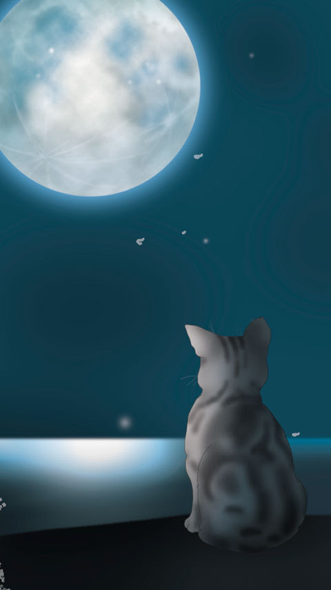 完了しました 綺麗 月 猫 イラスト 綺麗 猫 と 月 イラスト