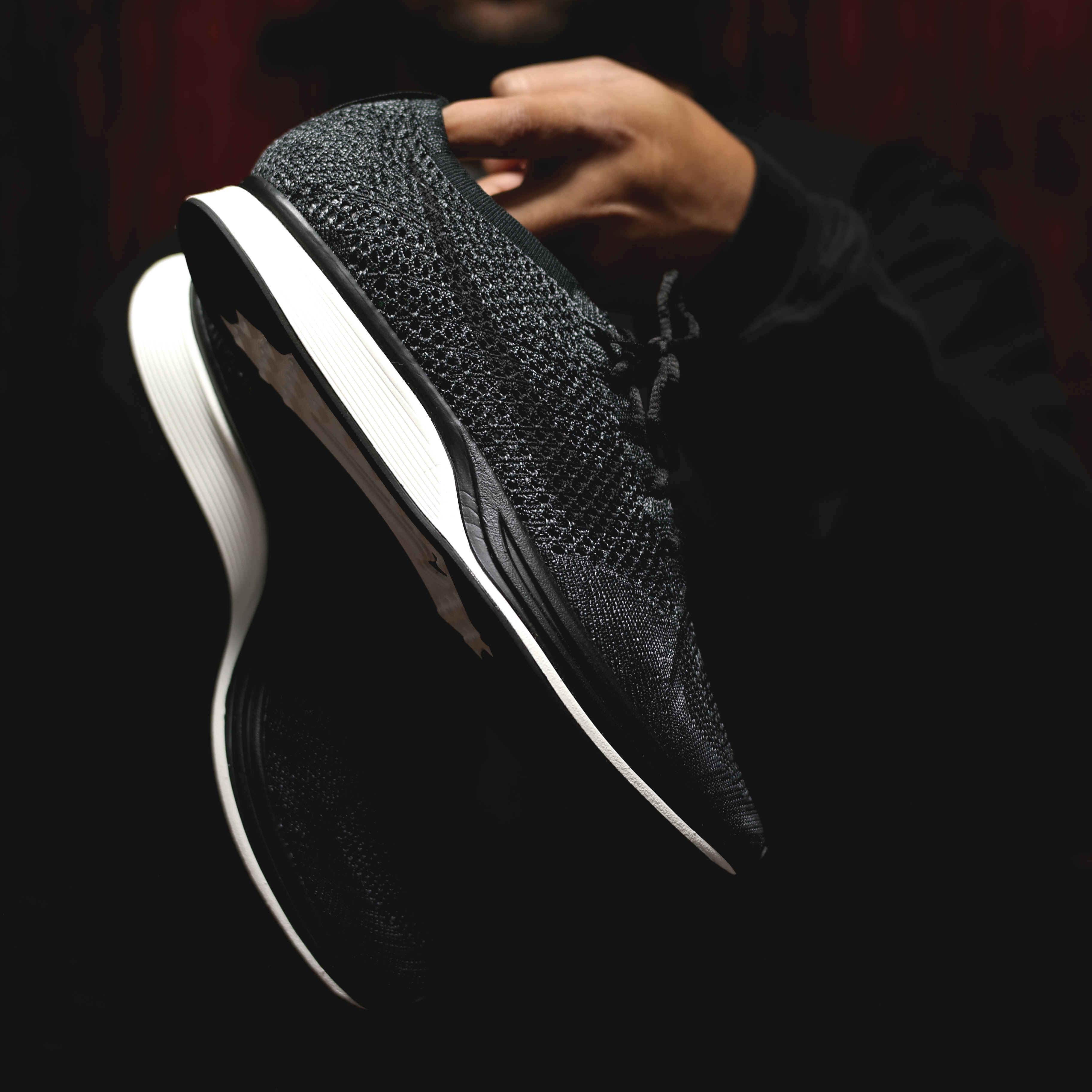 A quiet night modernist matching socks set, dyed to order yarn. Pickup Nike Flyknit Racer Knit By Night Sneakers