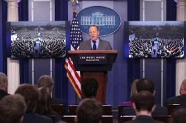 Spicer's first press conference as Press Secretary where he spoke about the media's reporting on the inauguration's crowd size