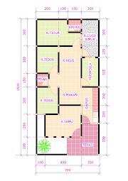 13+ Denah Rumah Ukuran 7x12 Meter Motif Minimalis