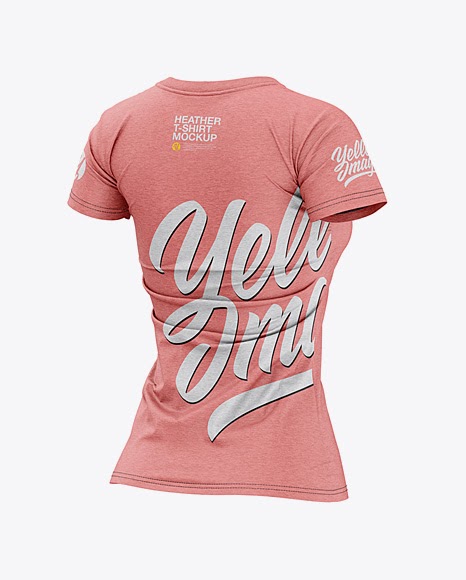 Download Free Women's Heather Slim-Fit T-Shirt Mockup - Back Half-Side View (PSD) - Download Free Women's ...
