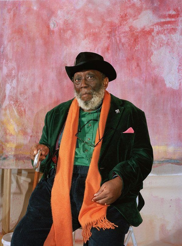 Frank Bowling in his studio in London