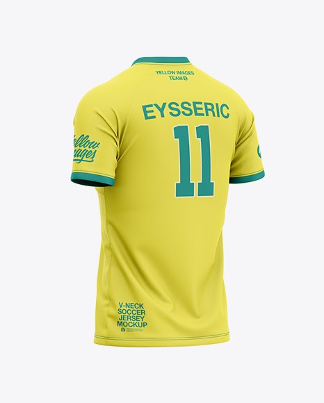Download Mens V-Neck Soccer Jersey Mockup Back Half Side View (PSD ...