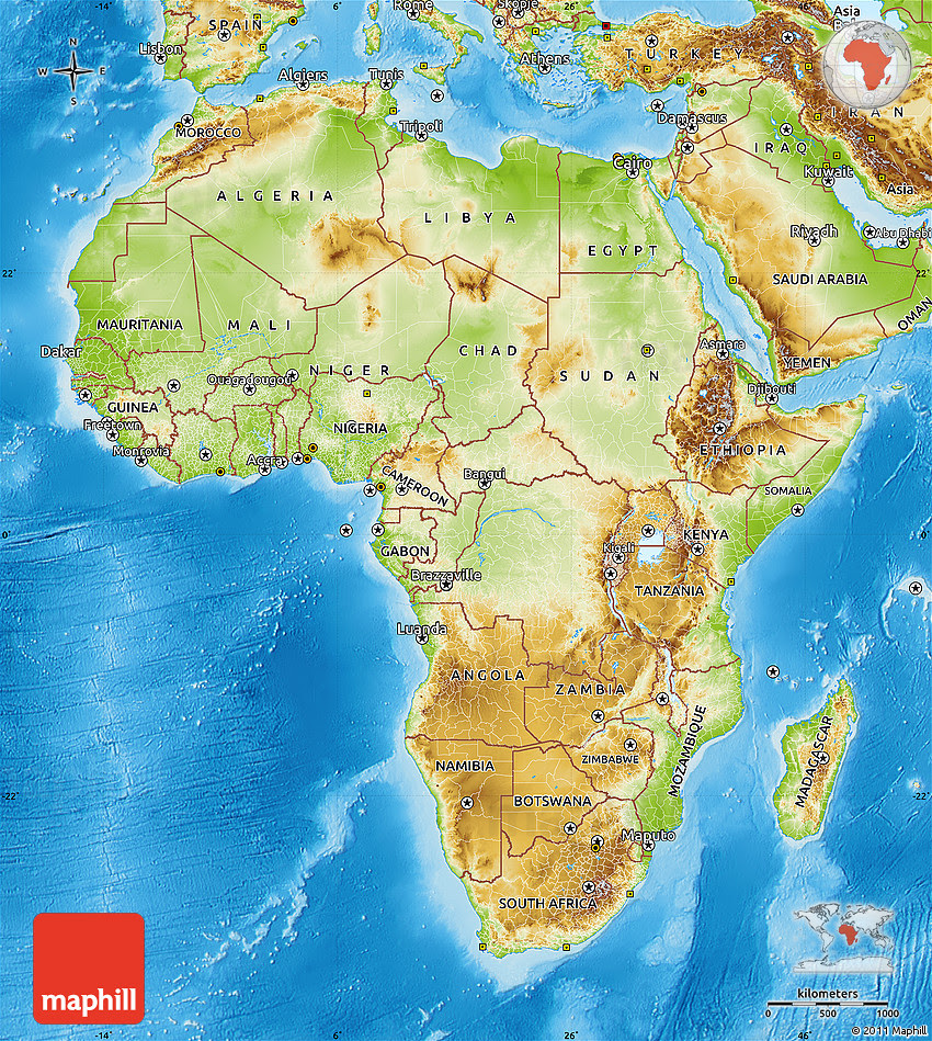 Blank outline map of africa. Physical Map Of Africa