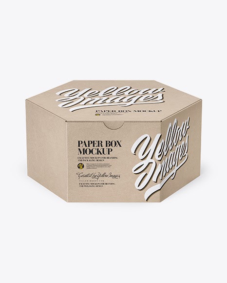 Download Download Psd Mockup Box Brown Paper Cardboard Carton Carton Box Food Hexagonal Hexagonal Box ...