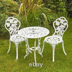 5 out of 5 stars White Bistro Set Outdoor Patio Garden Furniture Table And 2 Chairs Metal