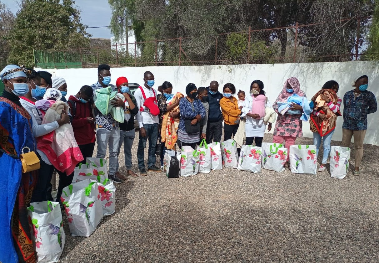 Food baskets are distributed in Agadir, Morocco.