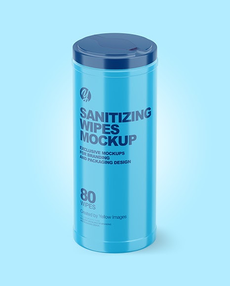 Download Wet Wipes Packaging Mockup Free - Glossy Closed Sanitizing Wipes Canister Mockup In Packaging