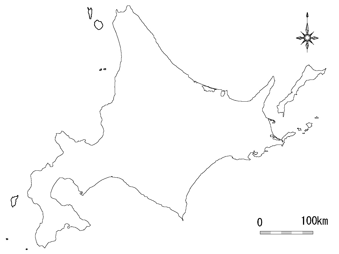 Japan Image 北海道地図 白地図