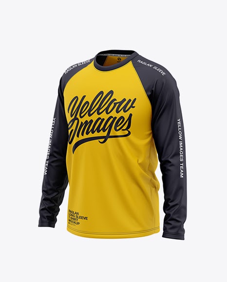 Download Mens Raglan Long Sleeve T-Shirt Mockup Front Half Side ...