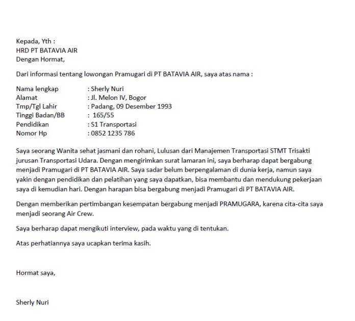 7+ Contoh Surat Lamaran Kerja Hotel Bagian Housekeeping  Galeri Berkas