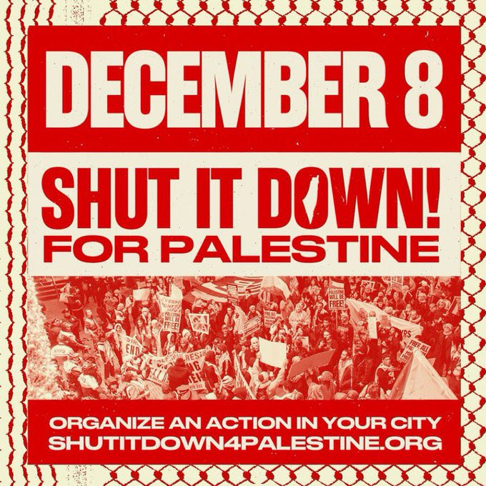 Poster promoting general strike for Palestine.