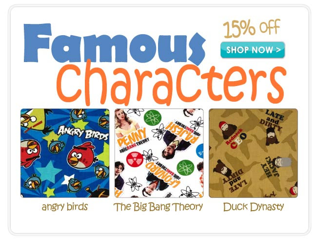 15% off Famous Cartoon, TV and Book Characters