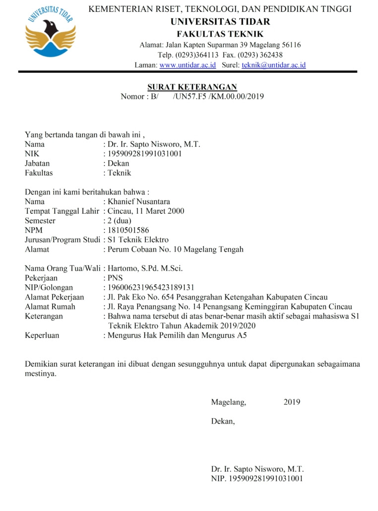 Contoh Surat Izin Kerja Untuk Kampus - Kumpulan Surat Penting