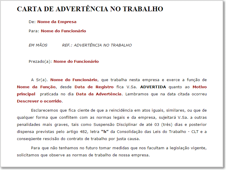 Carta De Aviso Por Justa Causa - Kebaya Solo d