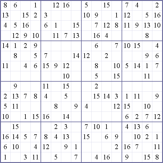 sudoku 16 x 16 para imprimir super sudoku 16x16 print