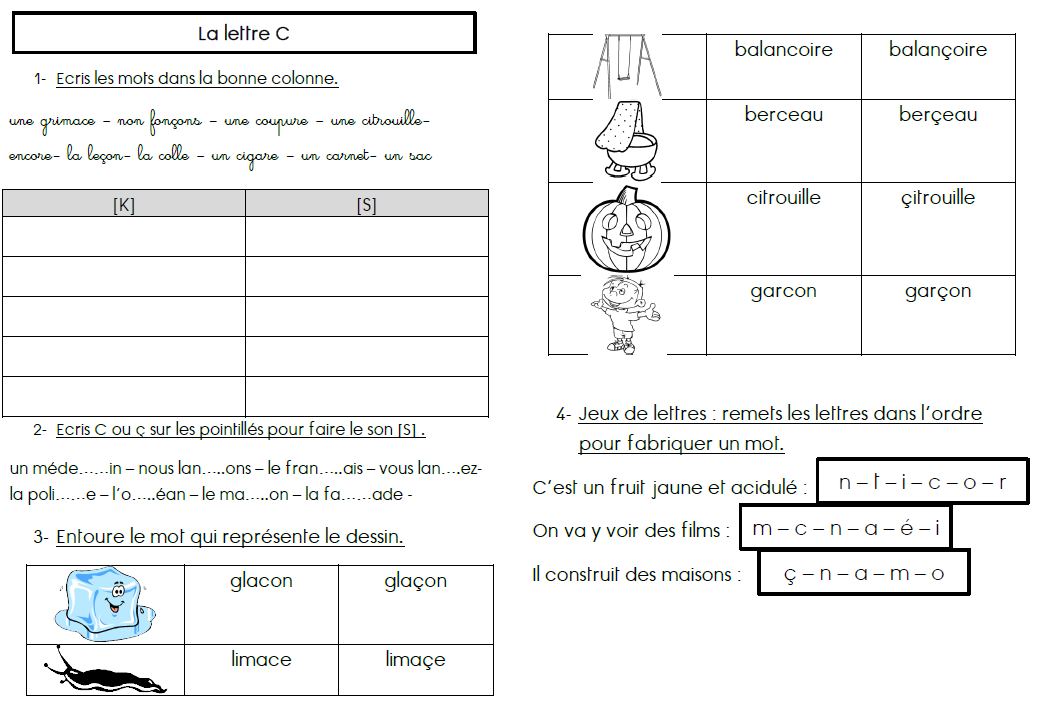 la lettre c ce2