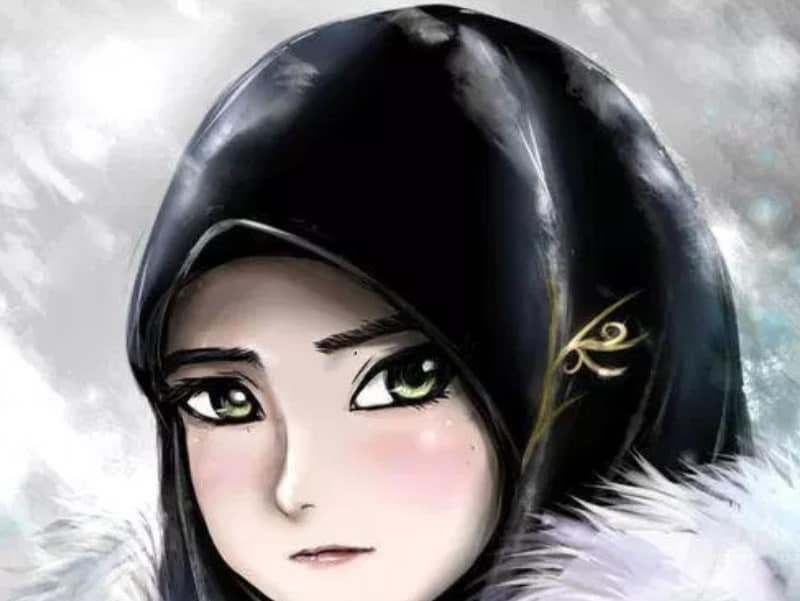 Lukisan Pensil Anime Hijab Anime Hijab