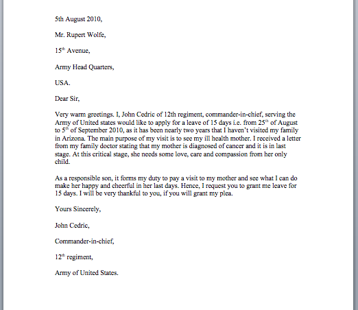 Check spelling or type a new query. Leave Application Letter Sample Smart Letters