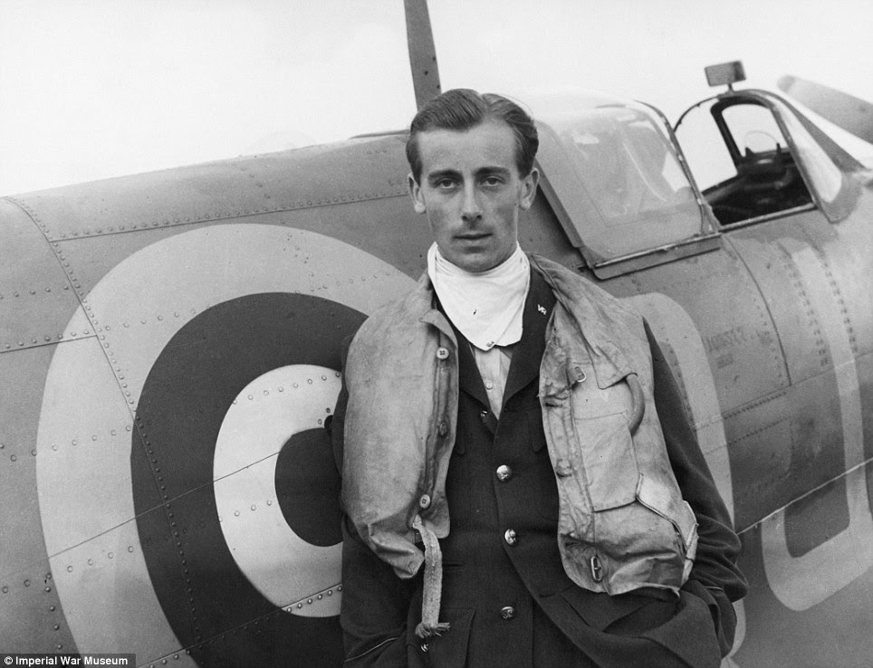 Suave: Battle of Britain pilot Neville Duke, who later broke the World Air Speed record, pictured with his Spitfire at RAF Biggin Hill in 1941